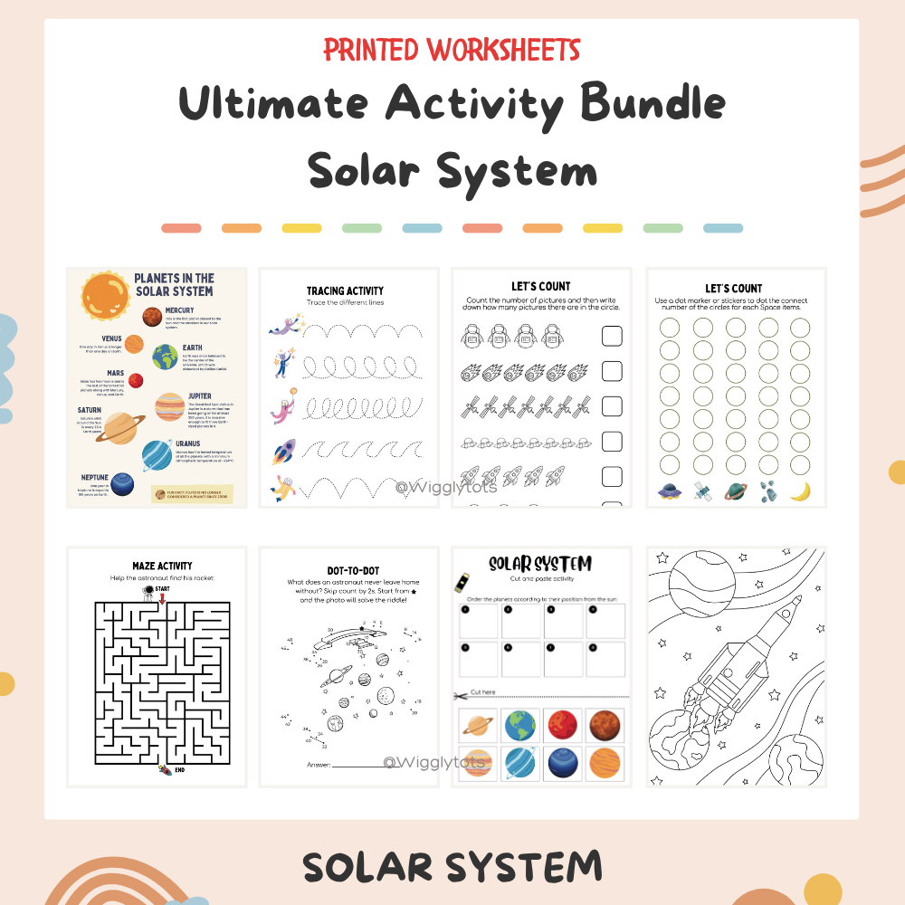 Printed Activity Worksheets: Ultimate Activity Set Solar System for 3-6