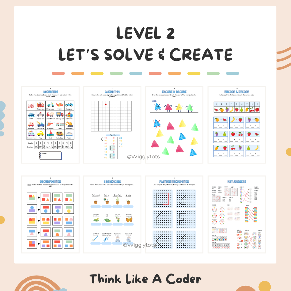 🧠 Think Like A Coder! – Hardcopy Edition (Level 1 & 2 Set) | Fun Coding Activities for Kids Age 5+