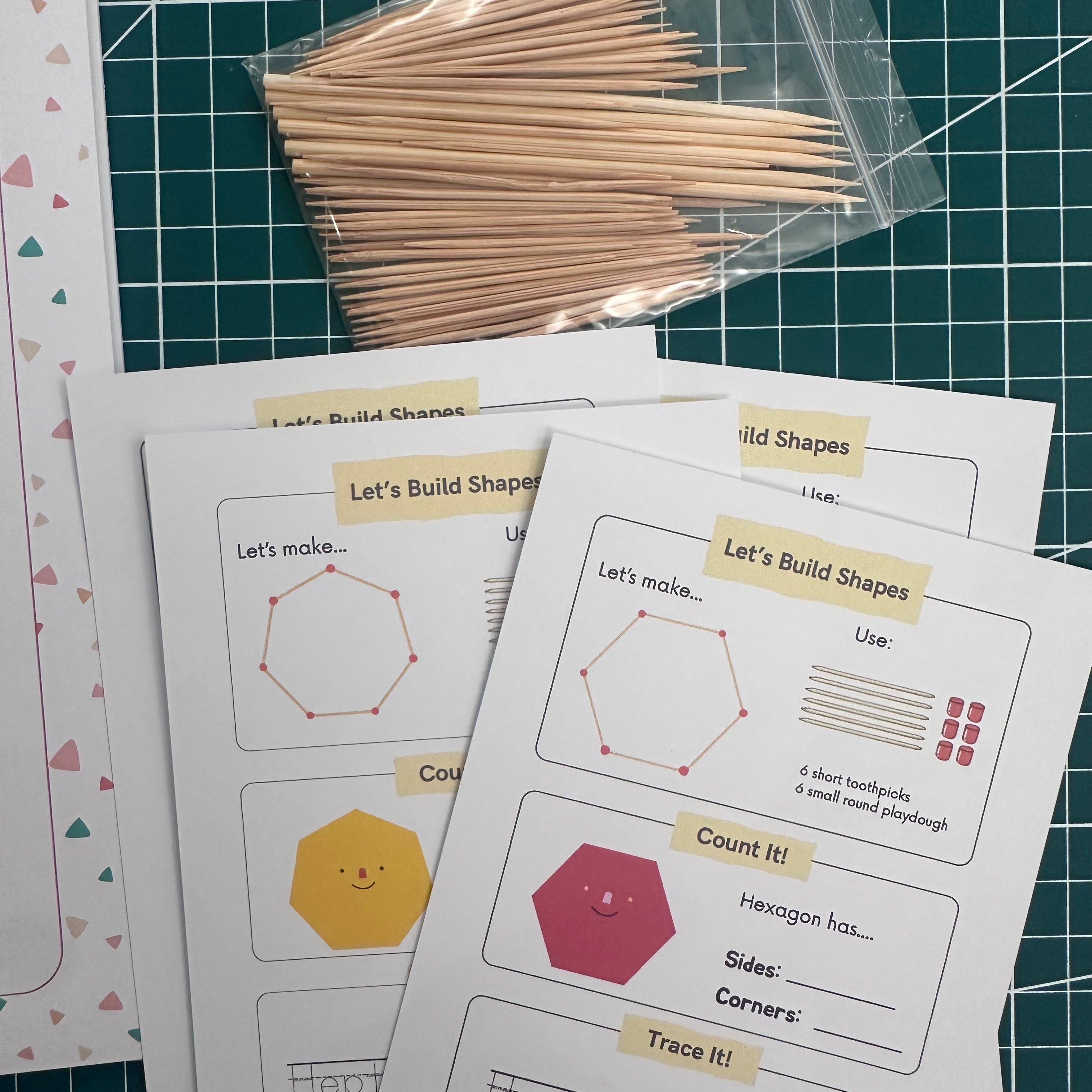 Shapes Workbook for Kids β Writing, Polygons, Counting & DIY Toothpick Activities