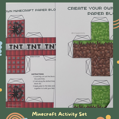 Printed Activity Worksheets: Ultimate Activity Set Minecraft-themed for 6-9