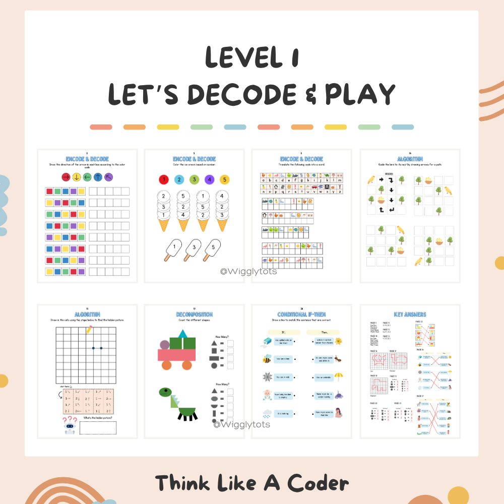 [PDF Version] 🧠 Think Like A Coder!  (Level 1 & 2 Set) | Fun Coding Activities for Kids Age 5+