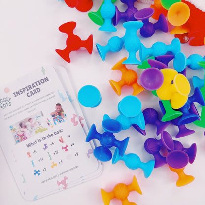 Popz by Wigglytots [15-piece Suction Play Set + Idea Book]