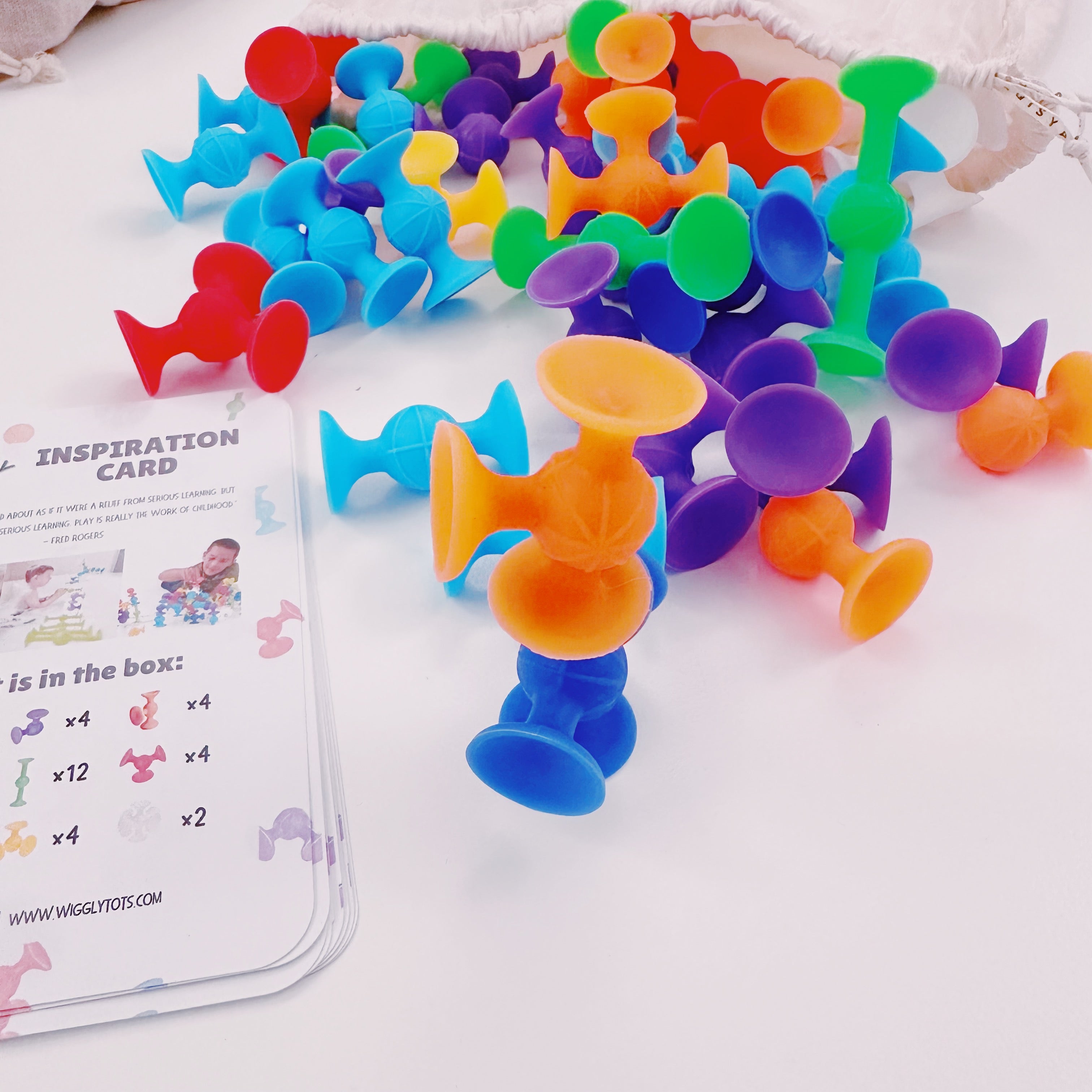 Popz by Wigglytots [15-piece Suction Play Set + Idea Book]