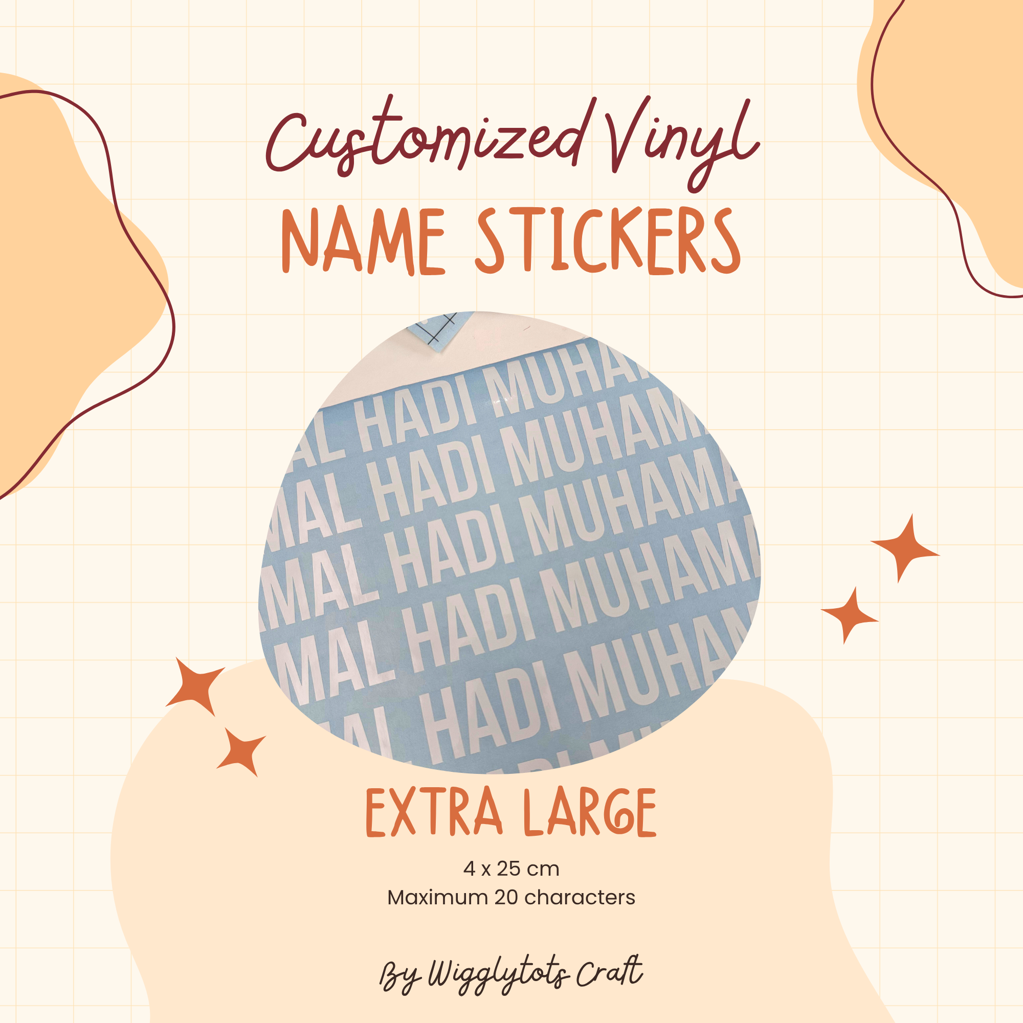 Customized Name Decal Vinyl [EXTRA LARGE SIZE] - Personalised Sticker Label for LUGGAGE