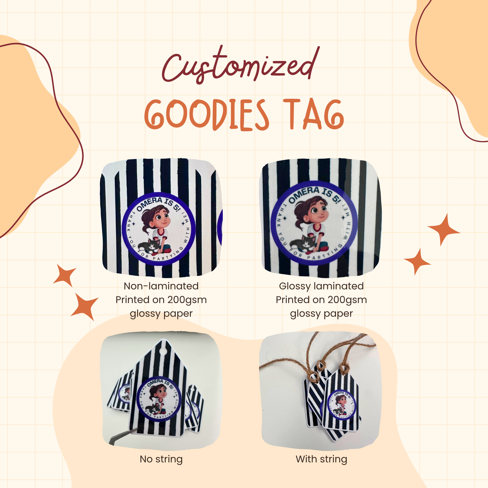 Personalised Goodies Tag - Custom Thank You Tag (2 Sizes)