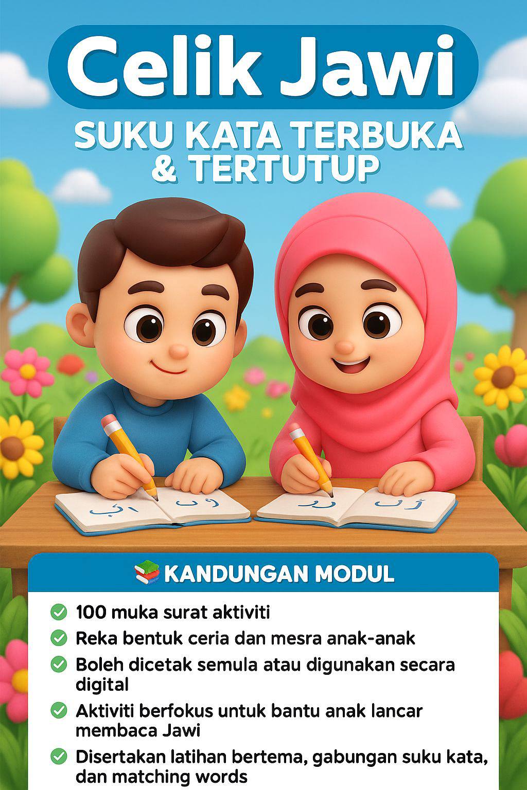 [PDF Version] Worksheet Celik Jawi – Modul Belajar Jawi Kanak-Kanak 6–9 Tahun