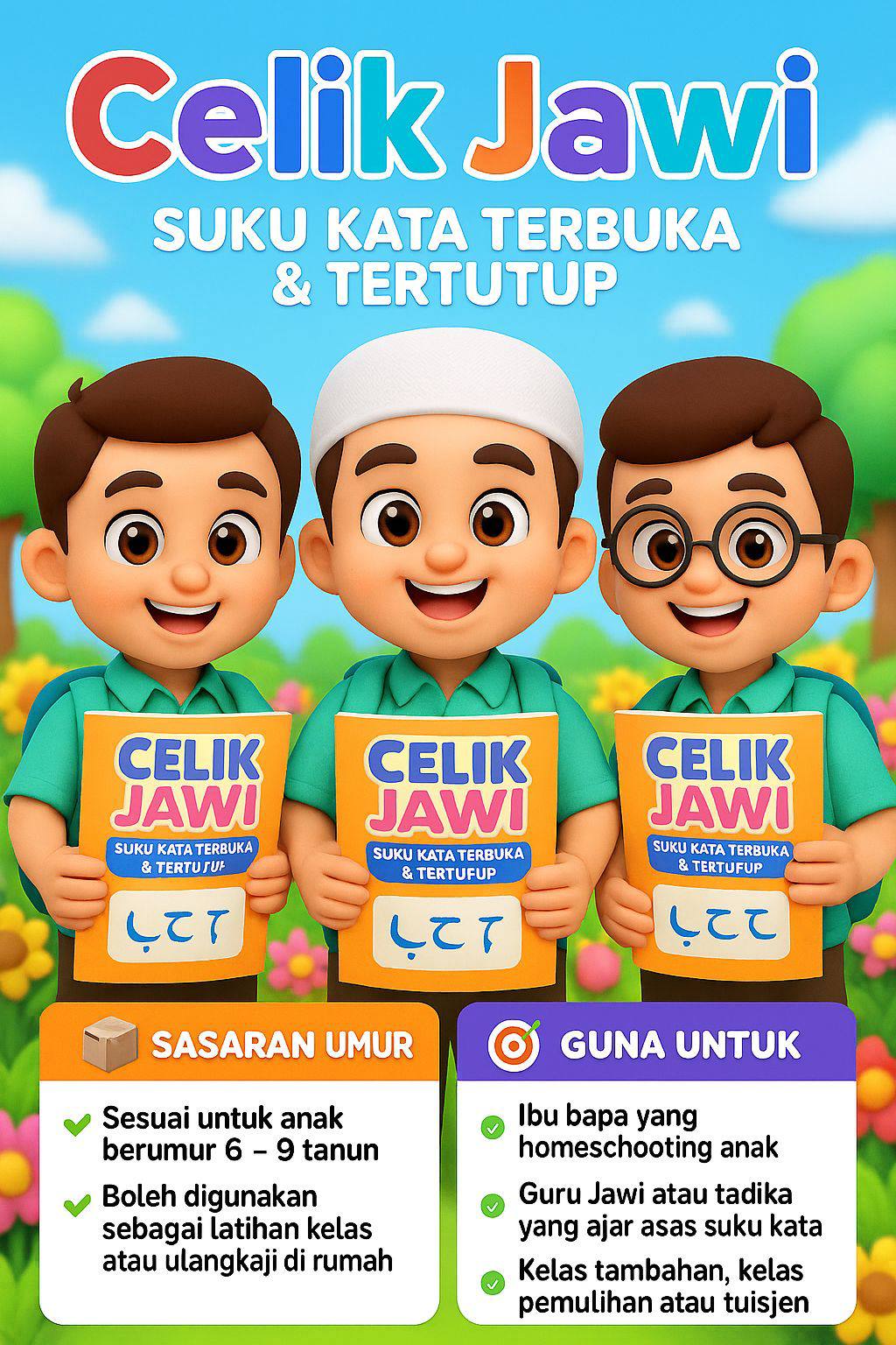 [PDF Version] Worksheet Celik Jawi – Modul Belajar Jawi Kanak-Kanak 6–9 Tahun