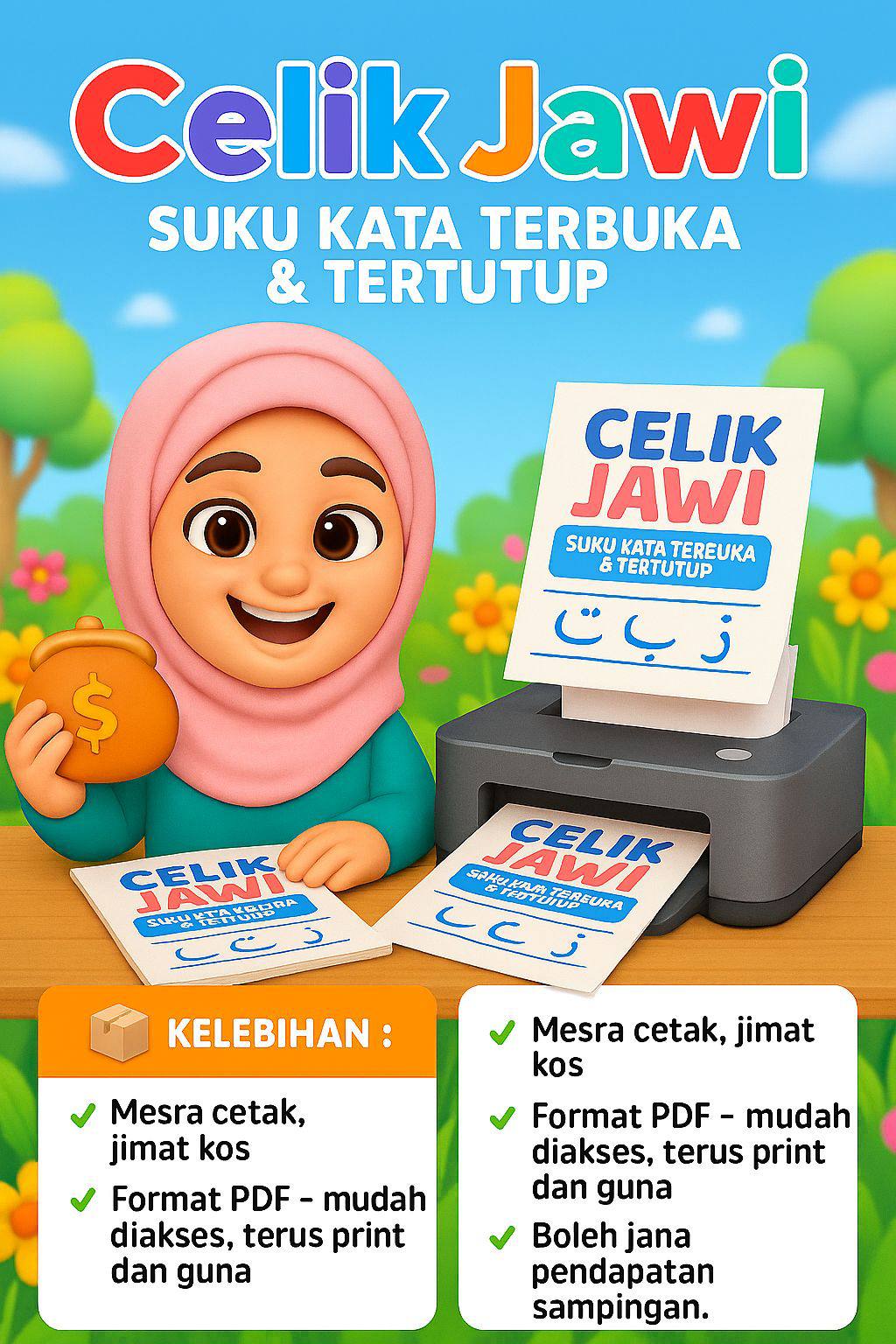 [PDF Version] Worksheet Celik Jawi – Modul Belajar Jawi Kanak-Kanak 6–9 Tahun