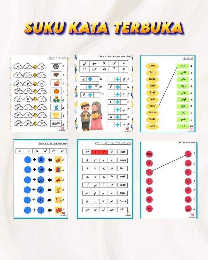 [PDF Version] Worksheet Celik Jawi – Modul Belajar Jawi Kanak-Kanak 6–9 Tahun
