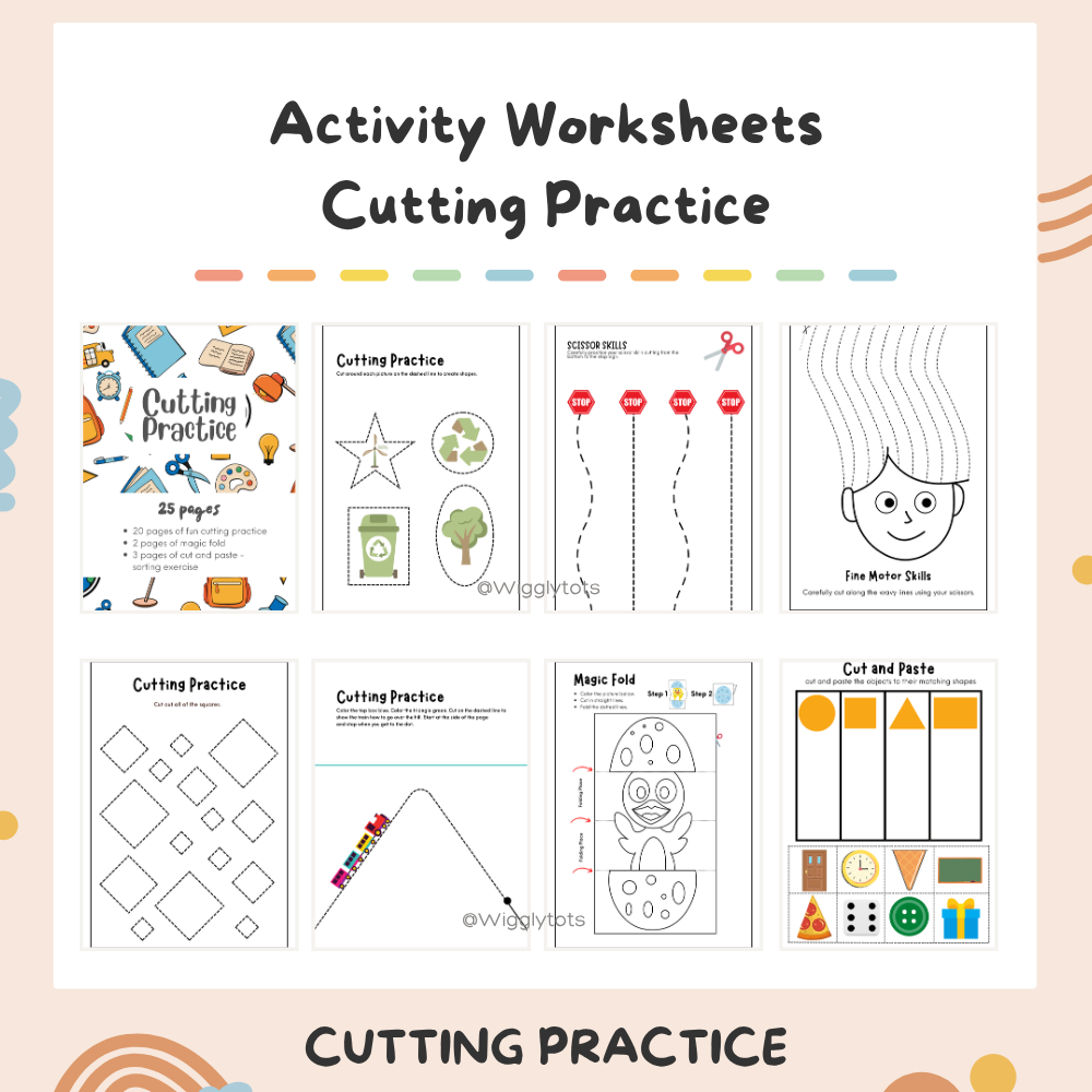 [PDF Version] Printable Cutting Practice Worksheets for Kids | Scissor Skills Activities for Toddlers & Preschoolers