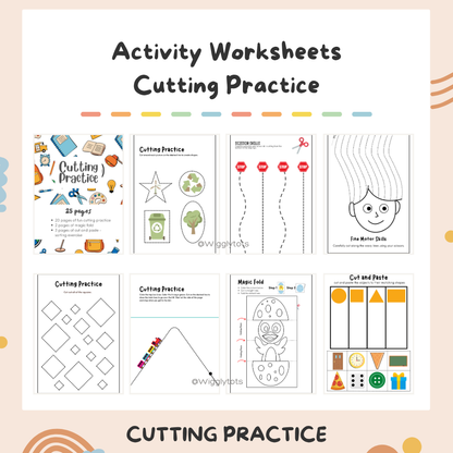 [PDF Version] Printable Cutting Practice Worksheets for Kids | Scissor Skills Activities for Toddlers & Preschoolers